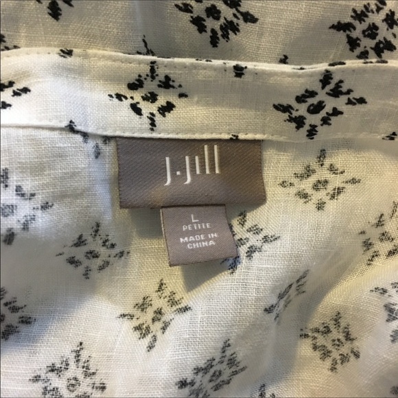 J.Jill linen tunic ⭐️ woodblock print ⭐️ black & white geometric ⭐️ LP - Picture 3 of 7
